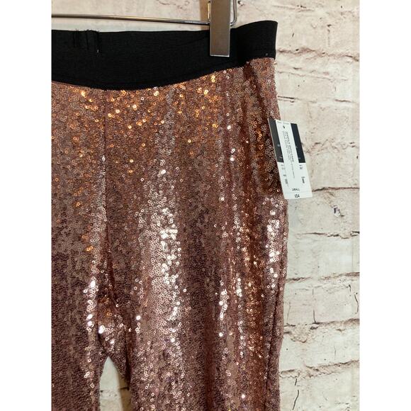 Project Runway Pants Womens Small All Over Sequins Blush Pink Pull On Stretch - Picture 2 of 15
